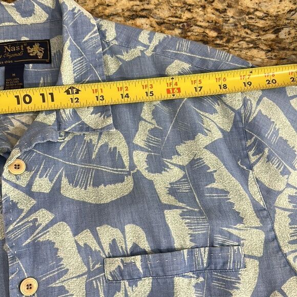 ❤️Last Chance Nat Nast Linen Short Sleeve Feather Print Hawaiian Shirt Size M - Picture 7 of 9